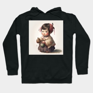 Korean Traditional Girl Drawing Illustration Hoodie